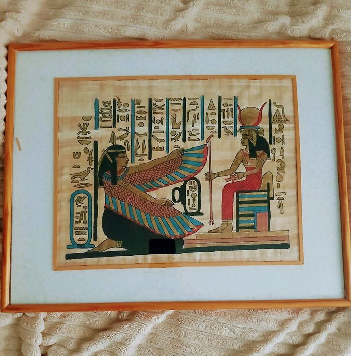 Ręcznie malowany obraz na egipskim papirusie