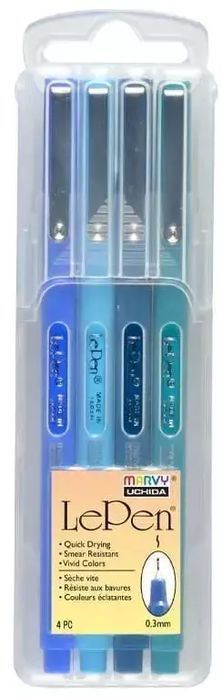 Długopisy Marvy Le Pen niebieskie (4 sztuki). UCHIDA
