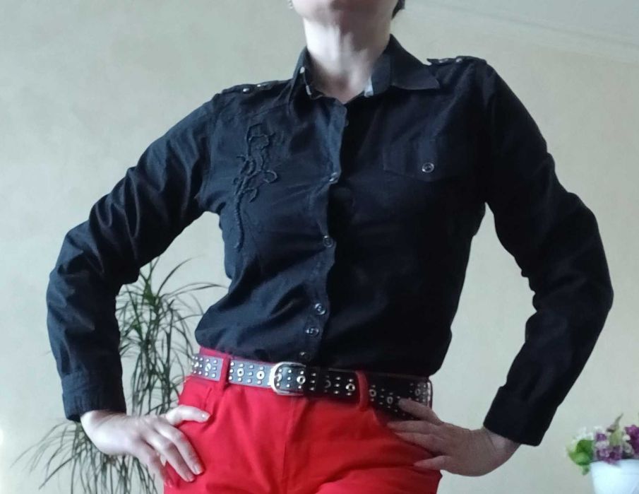 Чёрная рубашка хлопок