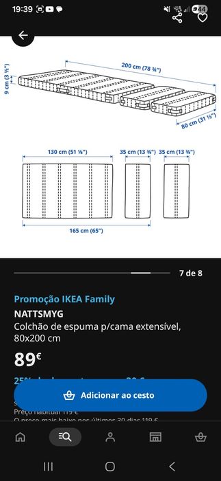 Cama extensível ikea nova. Colchão ainda ensacado
