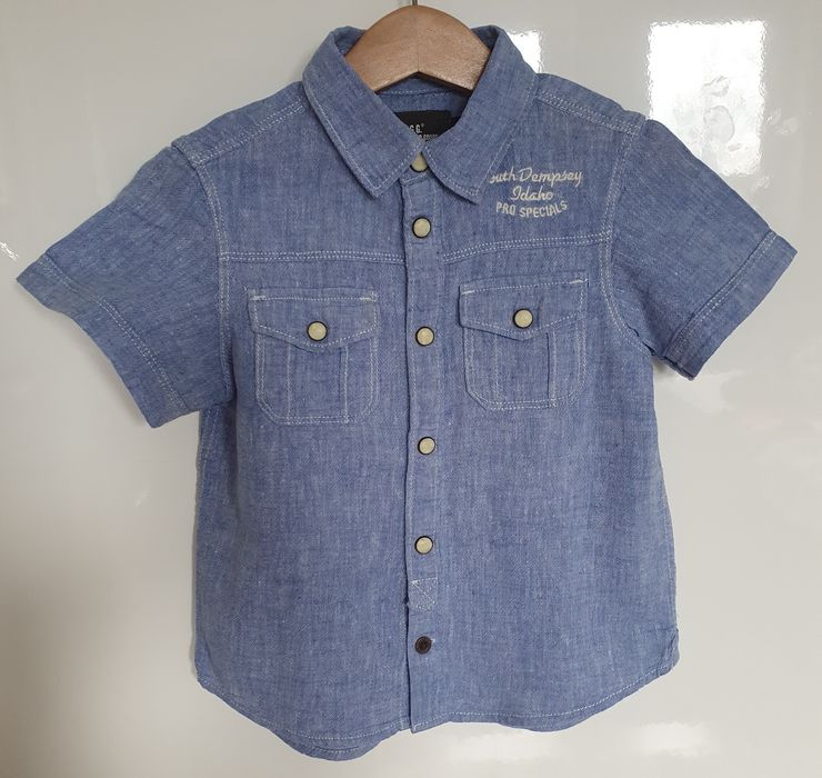 H&M-błękitna koszula dla chłopca z krótkim rękawem r.92cm