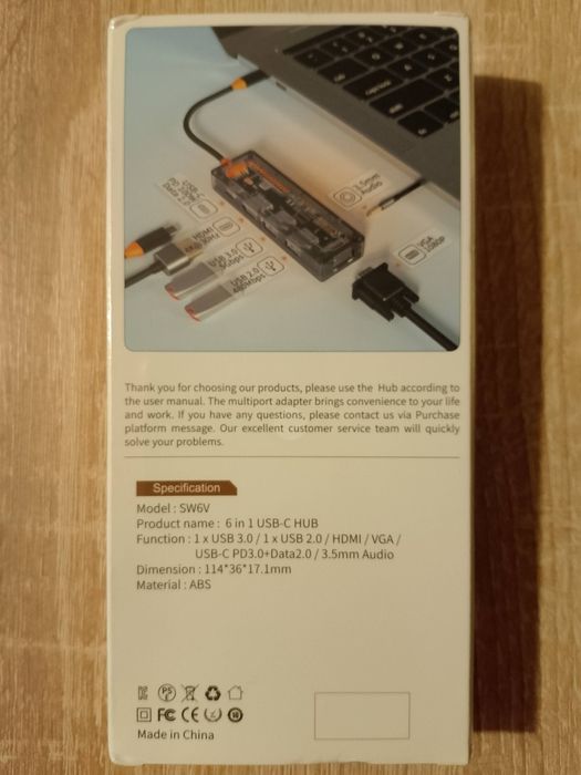 Usb hub  VGA 6 в 1 Basix SW6V