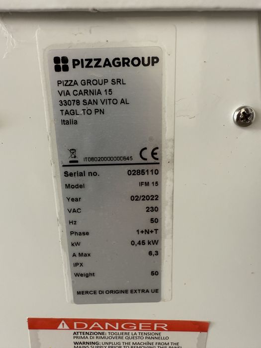 Тістоміс Промисловий Одношвидкісний Обʼєм 15 літрів Італія