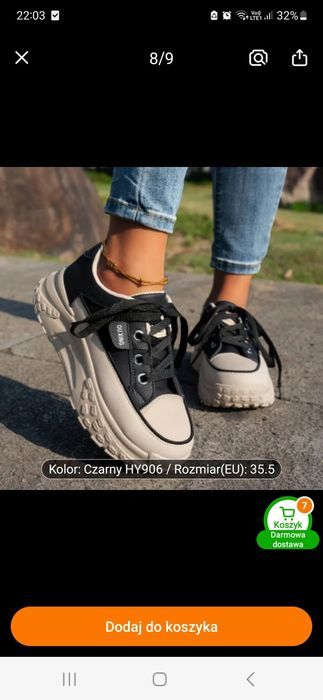 Buty sportowe damskie czarno-beżowe rozmiar 34-35