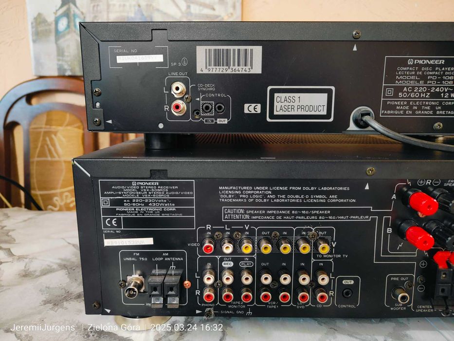 PIONEER 100% Sprawny Amplituner VSX-505RDS MKII + CD Odtwarzacz PD-106