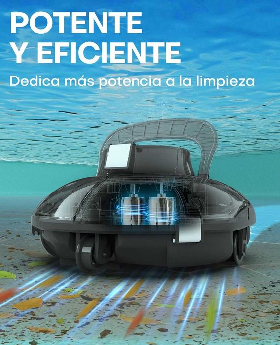 Robô de limpeza de piscina sem fios.