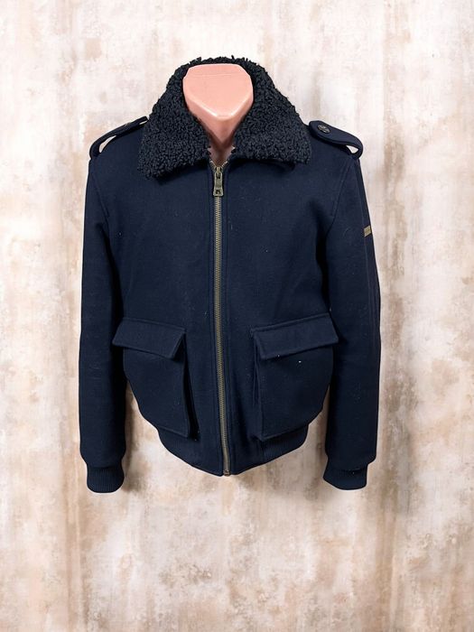 Marciano by GUESS  S / M męska czarna kurtka zimowa wełniana ocieplana