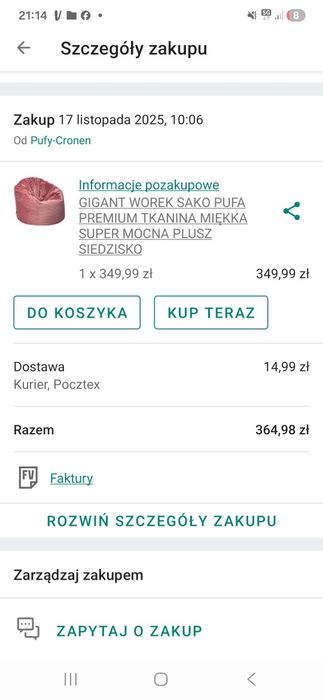 Worek sako gruby sztruks