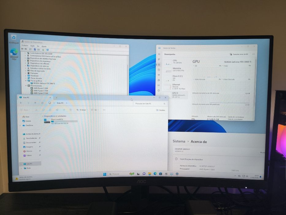 PC Gaming R5 3060RTX 16 Ram + Ecrã+ Periféricos 3x S/ Juros
