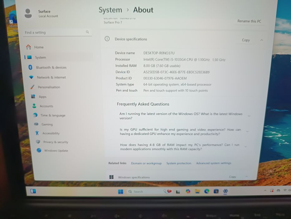 Surface pro 7 czarny