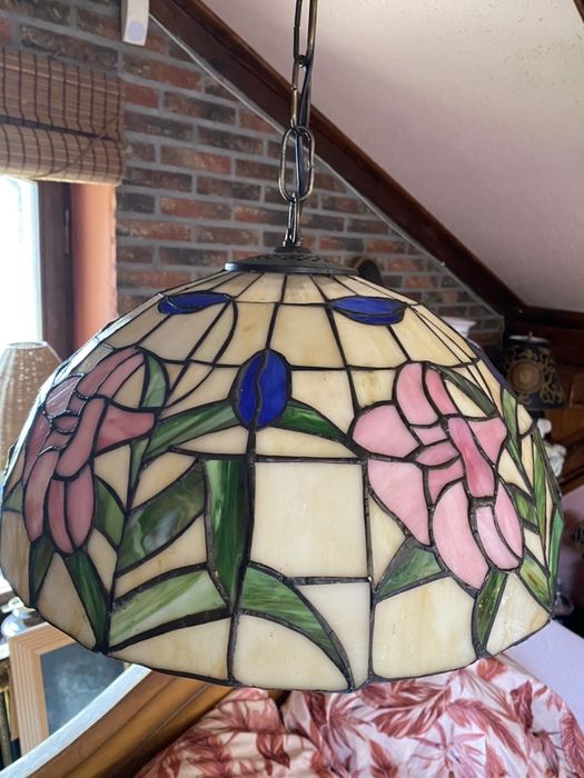 Lampa witrazowa zyrandol Tiffany plus 2 kinkiety handmade