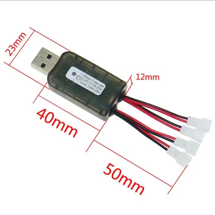 Плата зарядки 1s на 4 або 6 портів 4.35V, 0.2/0.6A USB AOKoda PH2.0