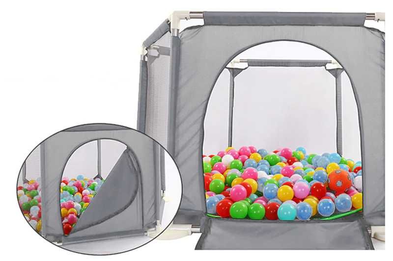 Kojec dla dzieci z koszem 130x65cm + kulki Czerwony/Szary