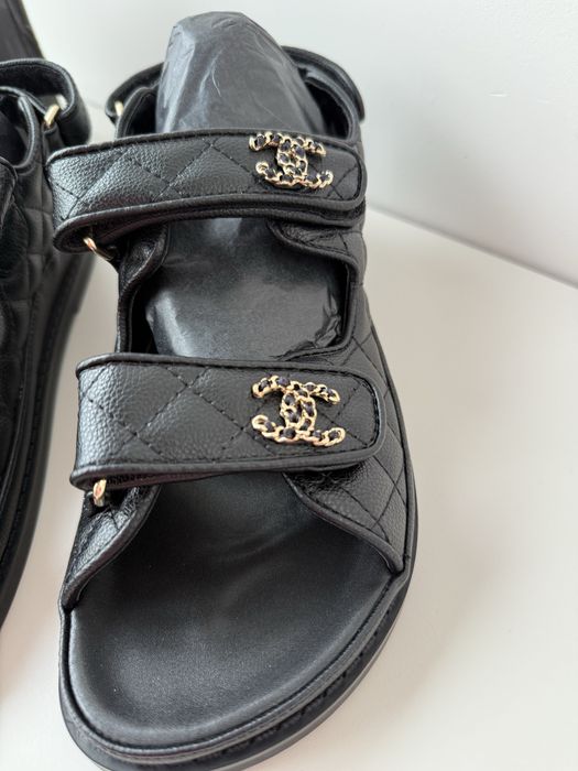 Босоніжки CHANEL black шкіра преміум