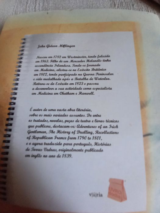 Livro antigo sobre Torres Vedras John Gideon Millingen