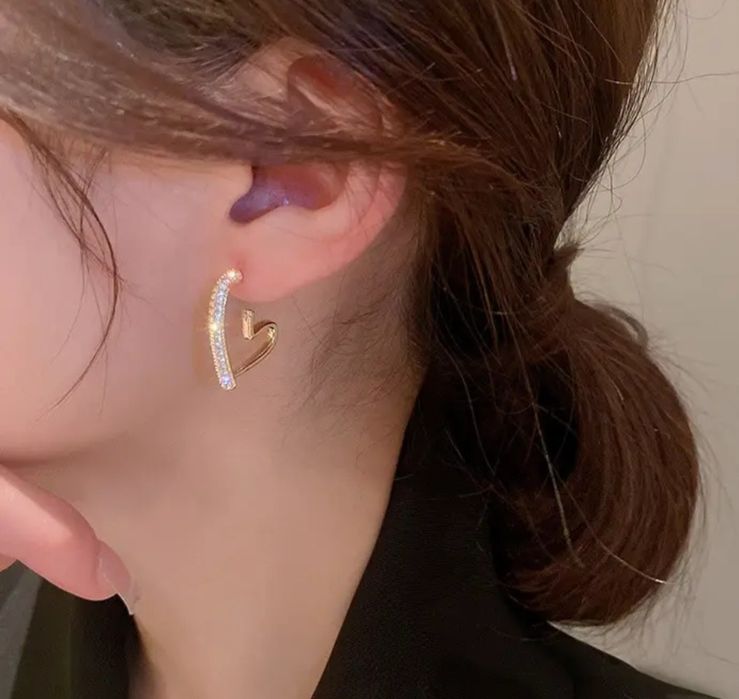 Серьги сердце с кристаллами Swarovski
