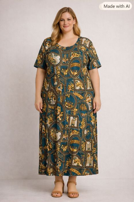 Sukienka maxi, przewiewna wiskoza, 54, plus size