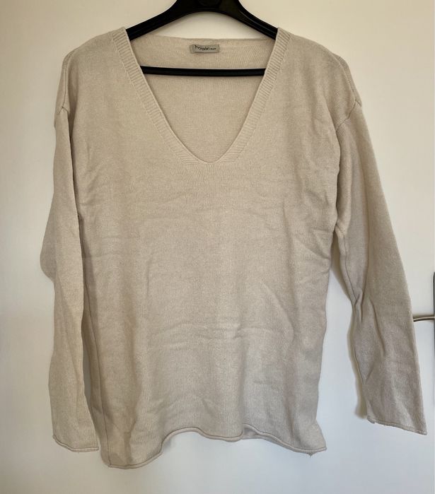 Camisola de malha suave bege
