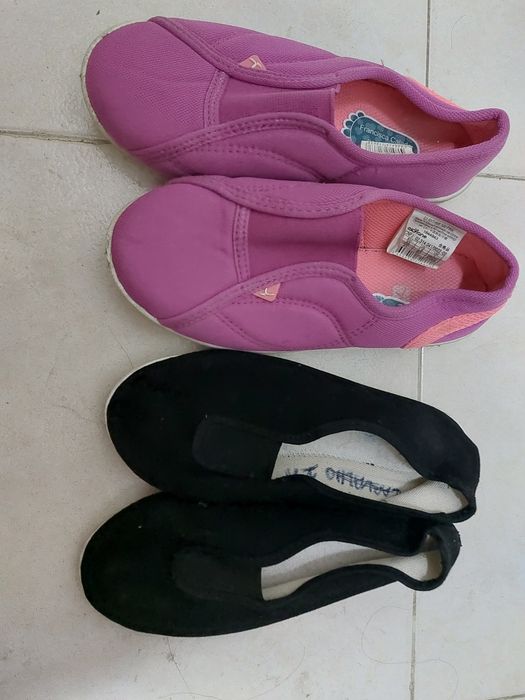 3 Black and Pink Sneakers, Sizes 33 and 34