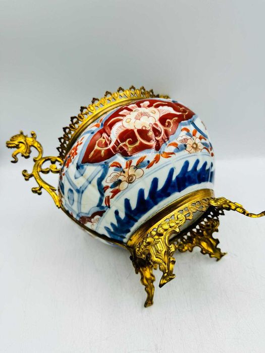 Porcelanowa Żardiniera Imari Brąz Antyk XX