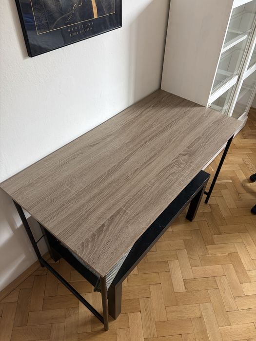Biurko loft 120x60 dąb sonoma, czarny metalowy stelaż