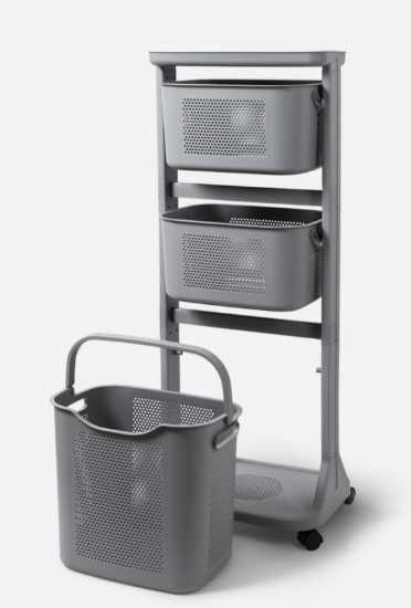 Етажерка 3-рівнева з кошиками на колесах MBM HOME  пластикова кремова