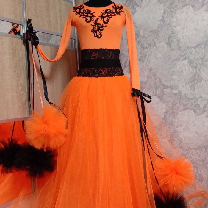 Sukienka do tańca towarzyskiego STANDARD | | Pomarańcz z czernią