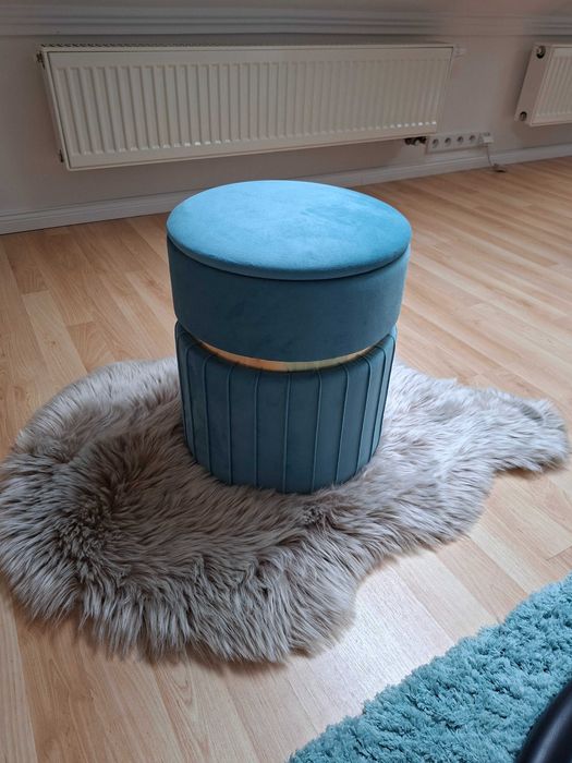 Pufa turkus złoto glamour 37x32