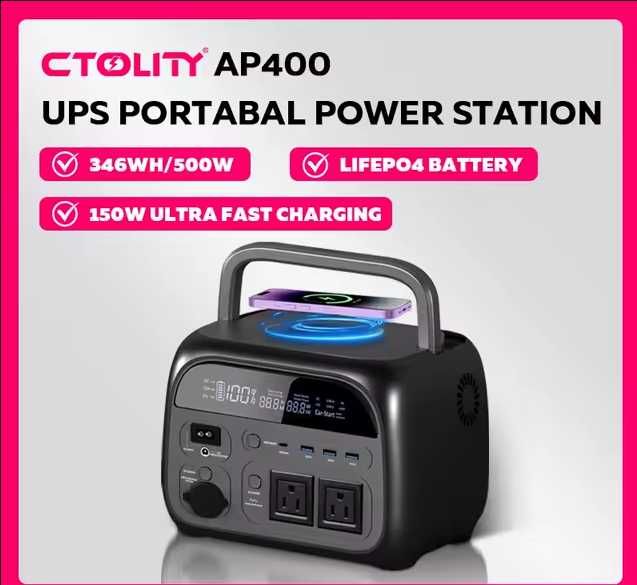 Зарядна Станція CTOLITY AP400/500W/ LiFePO4 /чистий синус, безпровідна