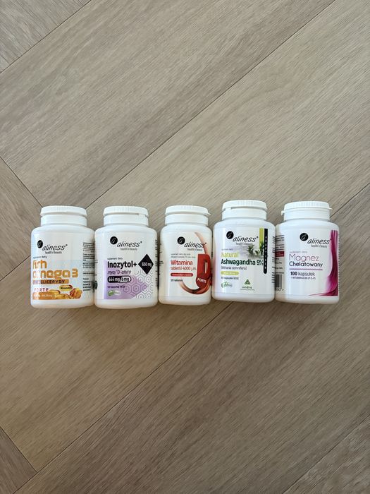 Suplementy witaminy Aliness Mg, D3, omega i inne