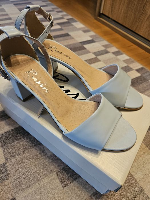Skórzane buty sandały błękit Ohbutik 38