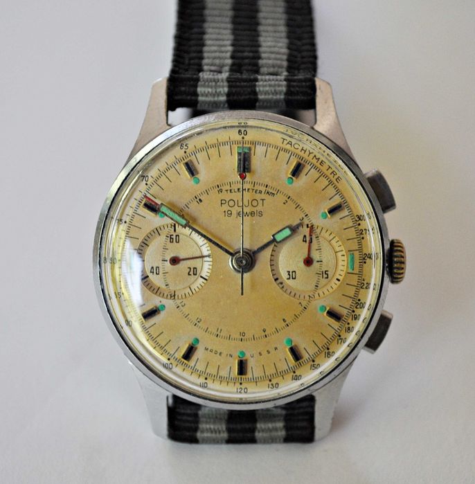Ładny rzadki Poljot chronograf 3017, 19 kamieni !