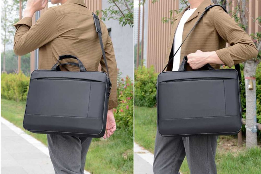 Сумка для ноутбука черная 15.6"-16" с плечевым ремнем и карманом