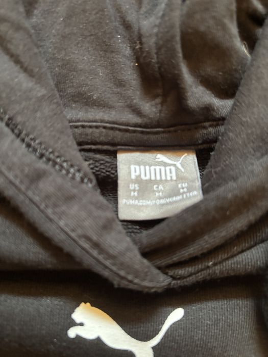 Czarna bluza z kapturem Puma krótki rękaw crop top oversize M