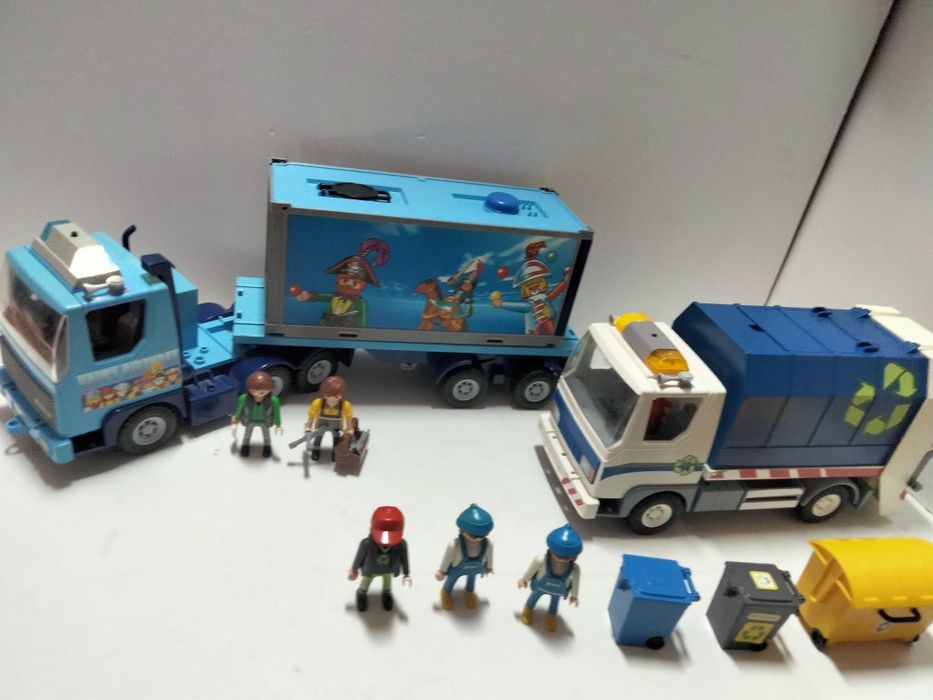 Playmobil śmieciarka i Tir z obsługą