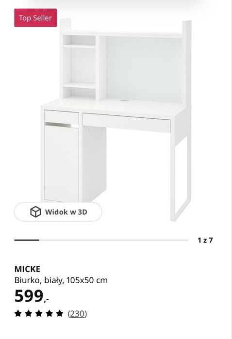2 x białe biurko dla dzieci z nakładką zestaw Ikea Micke