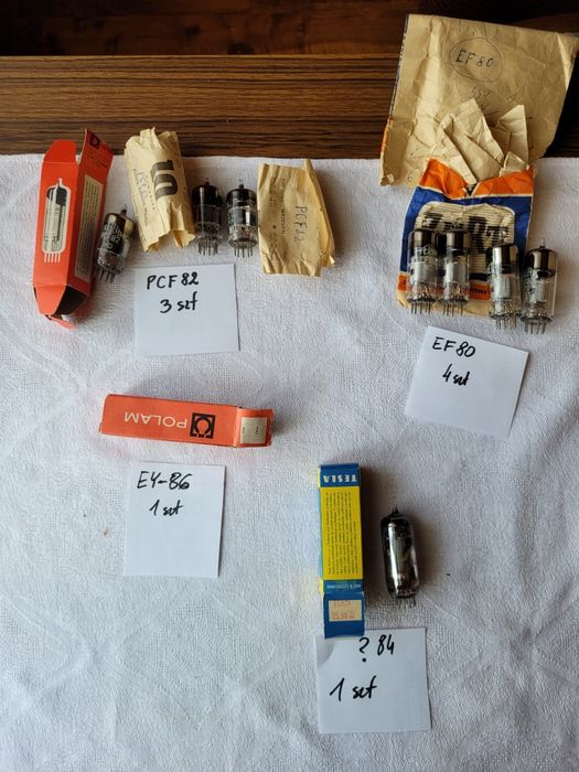 Zestaw lamp elektronowychz epoki prl- Telam, Polam, Tesla+ torby ZURiT
