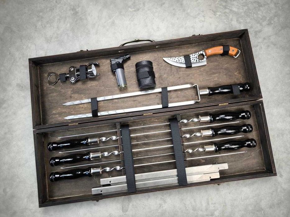 Шашличний набір для мангалу у кейсі — набір для барбекю, шампура.