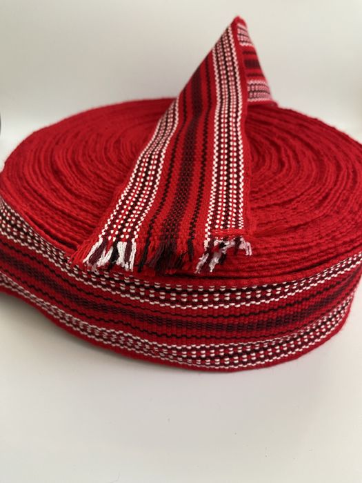 Крайка, пояс тканий червоний, на метраж, ширина 7 см