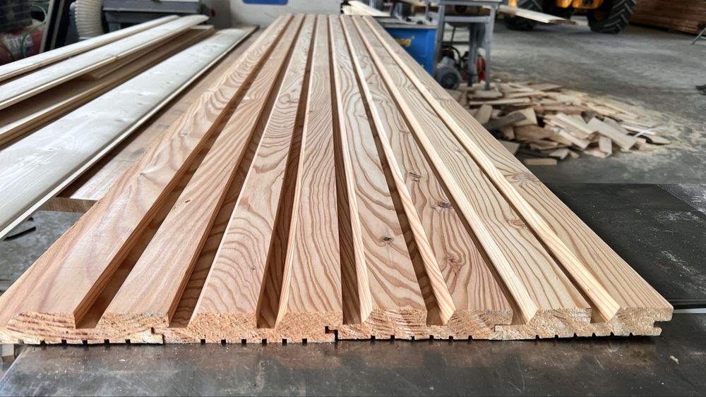 Deska elewacyjna duo romb lamele modrzew