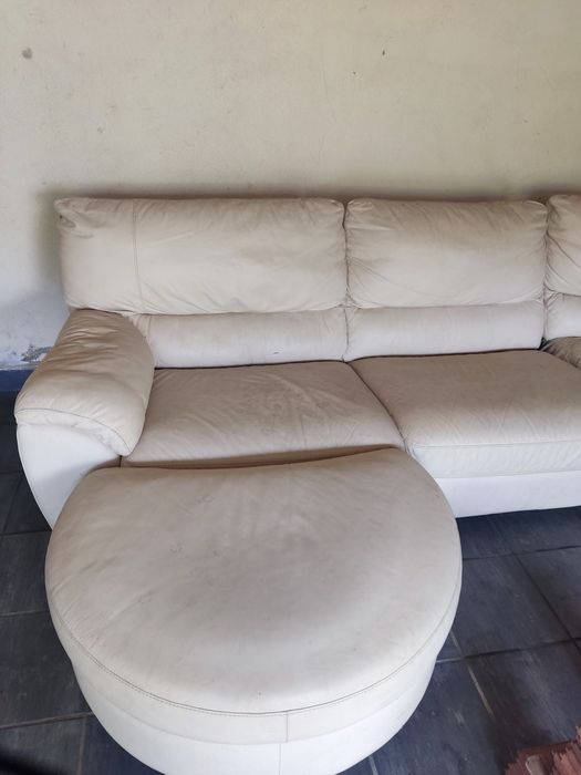 Sofá modular em pele branco anos 80