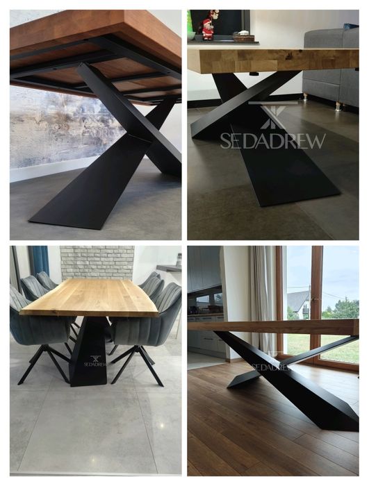 Stół stolik drewniany dębowy loft blat lity  oflis rozkładany