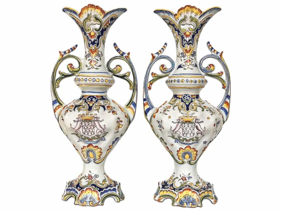 Антикварні фарфорові вази Майоліка Франція ХІХ ст. 37 см