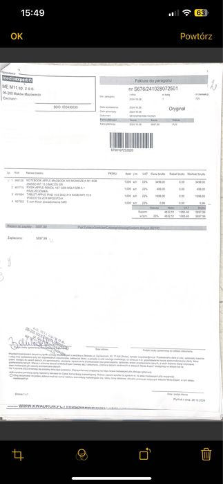Mcbook air 1 8gb ramu 256 pamieci 2020