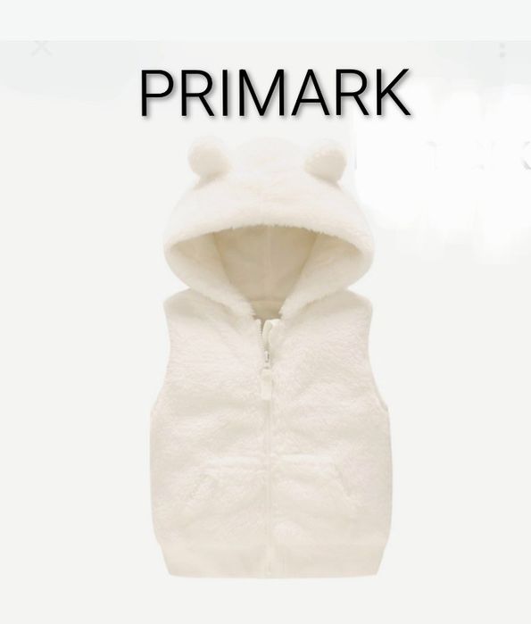 Хутряна жилетка бренду Primark з кумедними вушками UK  18-24  EUR  92