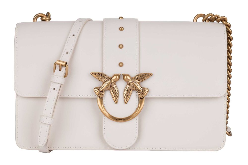 PINKO damska torebka listonoszka Love one Classic Icon biała/ecru