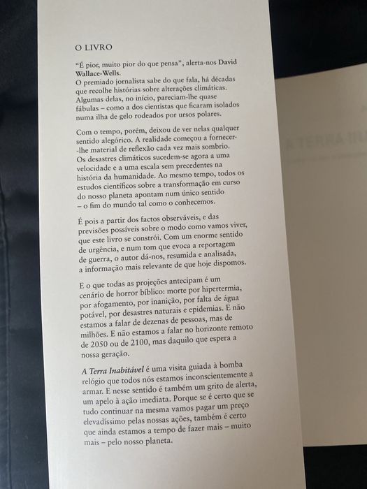 Livro “A Terra Inabitável” de David Wallace-Wells