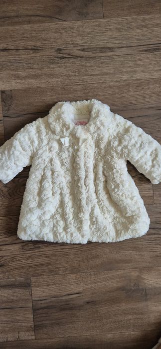 Zestaw na chrzest sukienka płaszcz kapelusz buty 68 74 cm