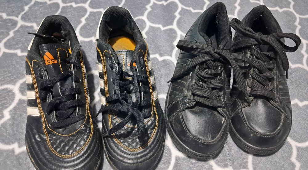Zestaw 2x czarne buty półbuty kamasze adidasy piłkarskie 33
