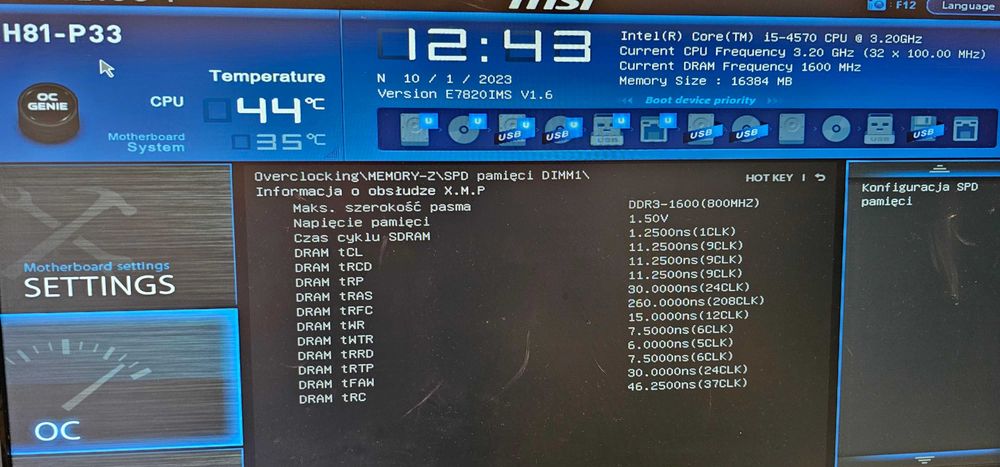 MSI H81-P33 + i5-4570 3.2GHz + 16GB RAM DDR3 CL9